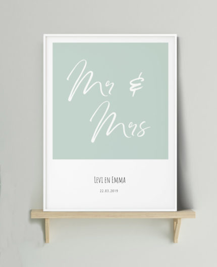 huwelijks poster mr and mrs mintgroen