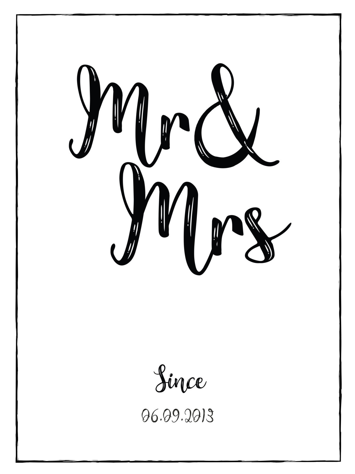 Geladen harpoen Slaapzaal Mr & Mrs poster personaliseren met namen en datum | imints