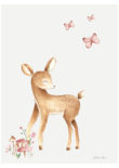 kinderkamer poster met hertje en roze vlindertjes