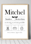 geboorte poster zwart wit in houten lijst