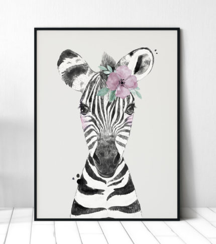 zebra safari dieren kinderkamer poster in lijst