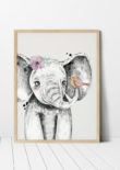 poster kinderkamer met olifant roze