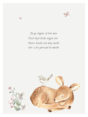 Hertje met roze vlindertjes poster