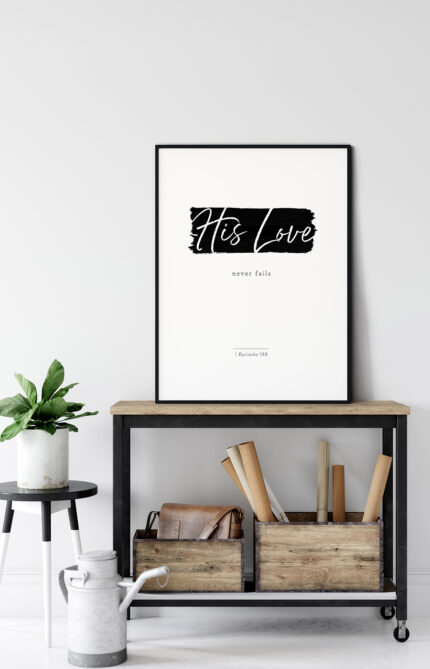 Hover Afbeelding Christelijke Poster His Love Never Fails
