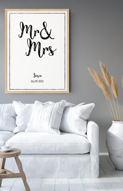 Hover Afbeelding Mr And Mrs Poster Zwart Wit