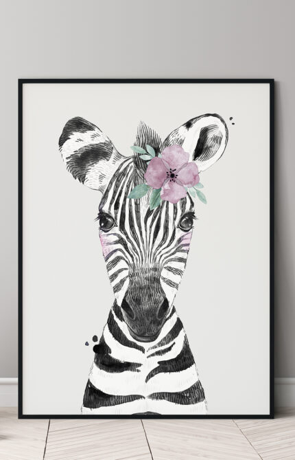 Hover Afbeelding Safari Zebra Poster Voor De Kinderkamer