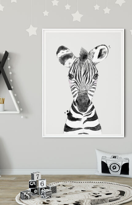Hover Afbeelding Zebra Safari Poster Voor De Kinderkamer