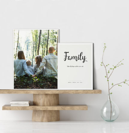 gepersonaliseerde family poster gecombineerd met een fotoposter