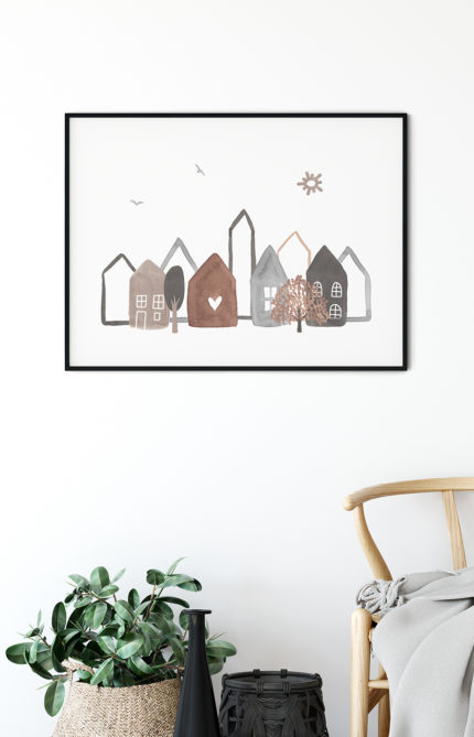 Huisjes Poster In Interieur Hover