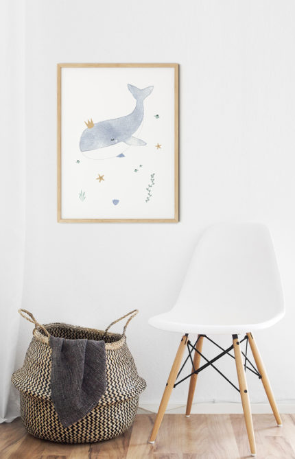 hover afbeelding walvis poster voor de kinderkamer