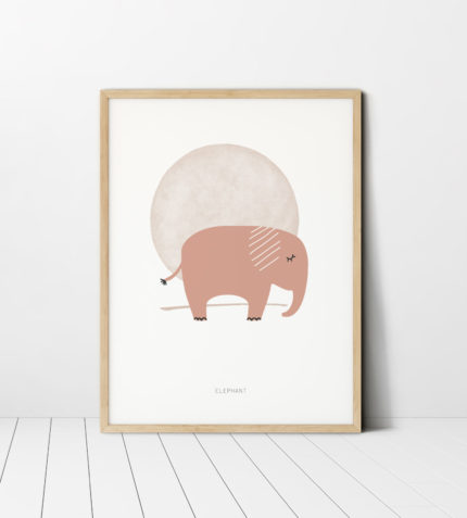 lieve olifant poster voor de kinderkamer in houten lijst