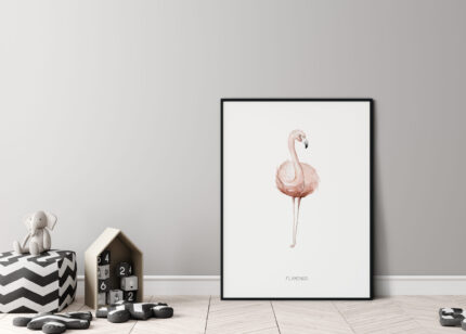 Poster Kinderkamer Flamingo In Zwarte Lijst