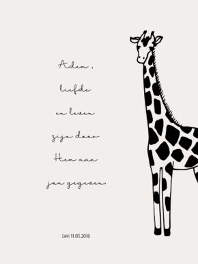 Giraffe poster eigen tekst