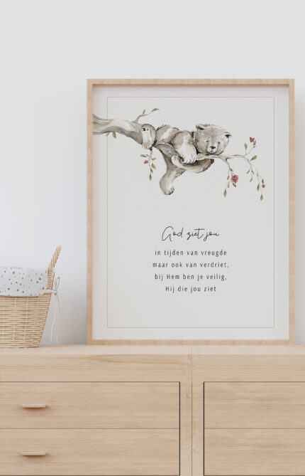 Hover Afbeelding Christelijke Poster Kinderkamer Met Mooie Tekst God Ziet Jou