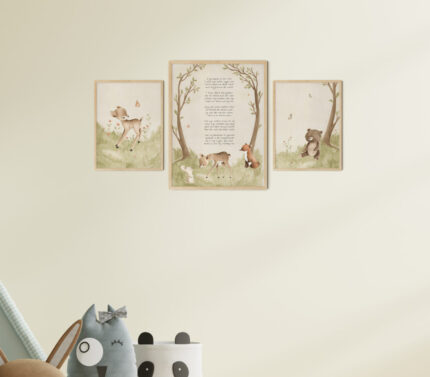 posters met bosdieren voor de kinderkamer met elkaar gecombineerd