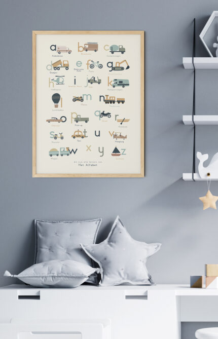 Story Alfabet Poster Met Kleine Letters In Lijst Aan De Muur