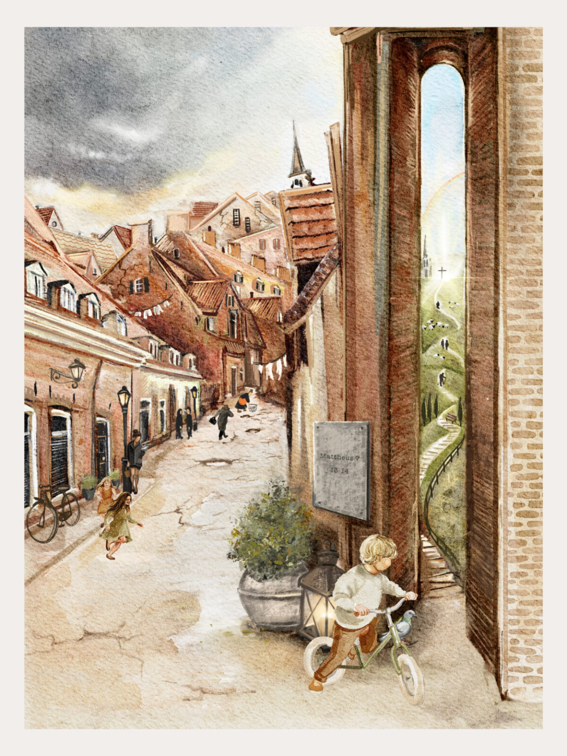 De Brede En Smalle Weg De brede en smalle weg poster met lichte achtergrond | imints