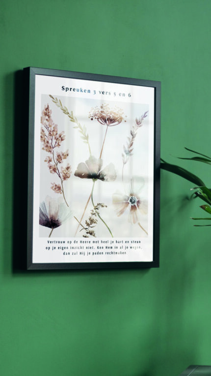 Christelijke Poster Met Bijbeltekst Met Droogbloemen