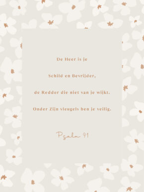 Christelijke Poster Psalm 91 Met Bloemetjes Formaat 30x40 Cm