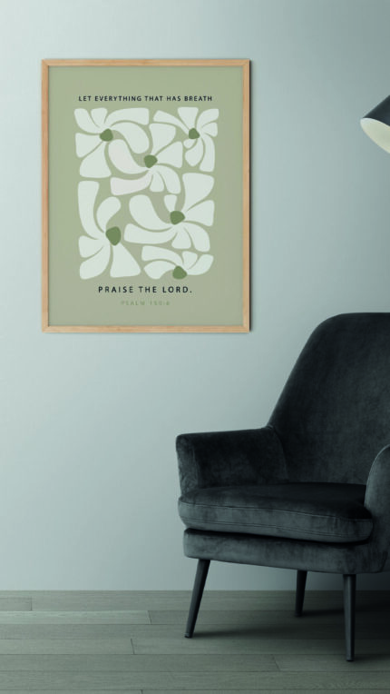 Christelijke Poster Abstract Flower Psalm 150 Hoverafbeelding