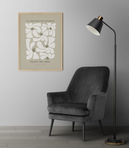 Christelijke poster abstract flower in lijst aan de muur