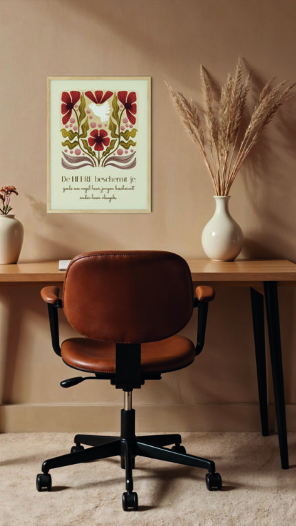 christelijke poster Hij beschermt je in lijst aan de muur