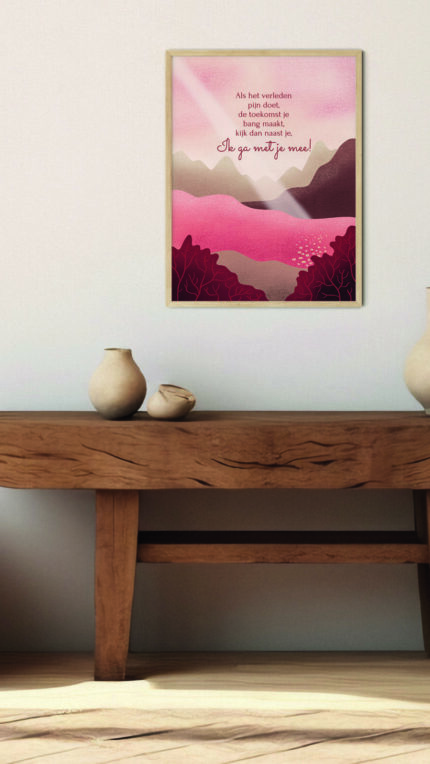 Christelijke Poster 'Ik Ga Met Je Mee' In Lijst Aan De Muur Story