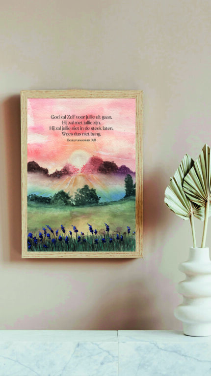Story Christelijke Poster Hij Zal Zelf Voor Jullie Uitgaan In Houten Lijst Aan De Muur