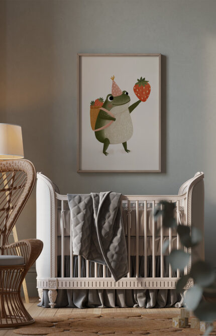 hoverafbeelding poster kikker in lijst aan de muur