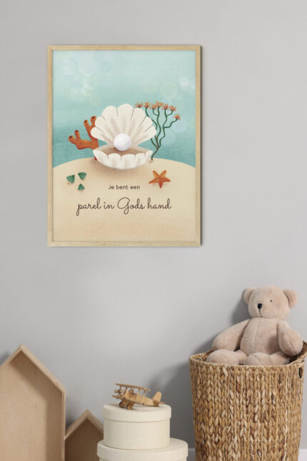 Christelijke Poster Je Bent Een Parel In Gods Hand Aan De Muur In Jongenskamer