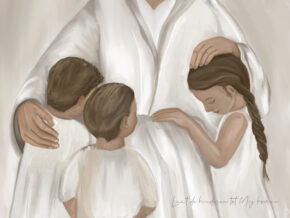 christelijke poster laat de kinderen tot Mij komen